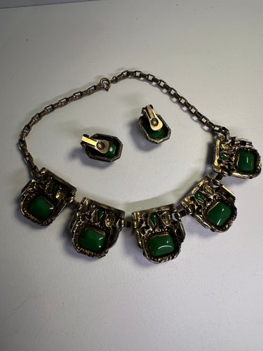 1940s Green Glass and Rhinestone Set Bloomers and Frocks